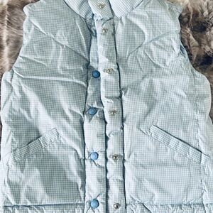 GAP down Light Blue Checkered Kids Vest size 7-8. Reversible. Mint condition